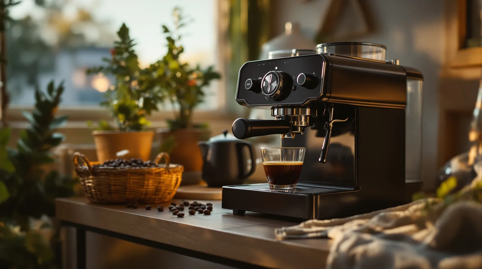 glimpse of a coffee setup in a southern california home.