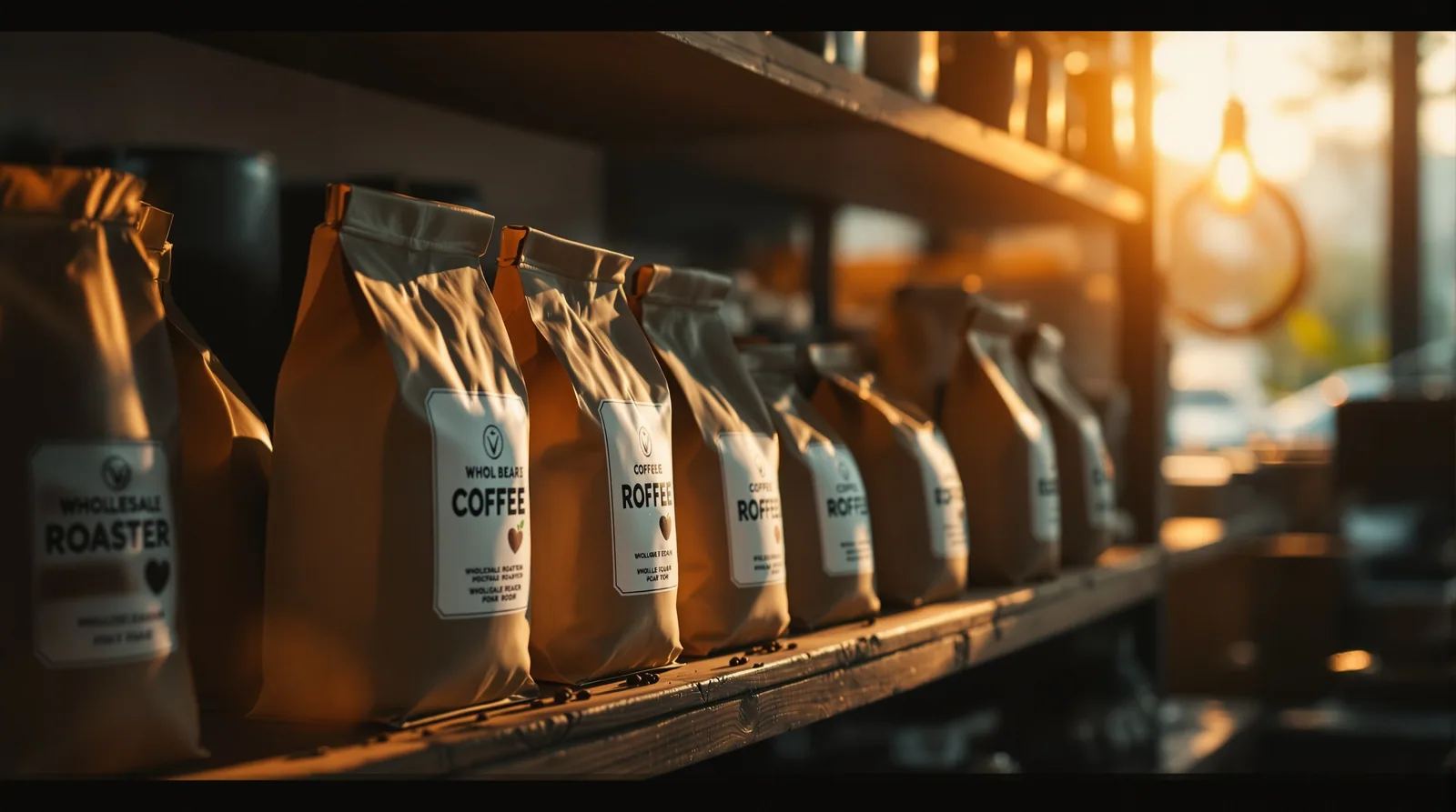 a coffee shop stockroom with bags of beans from wholesale roasters