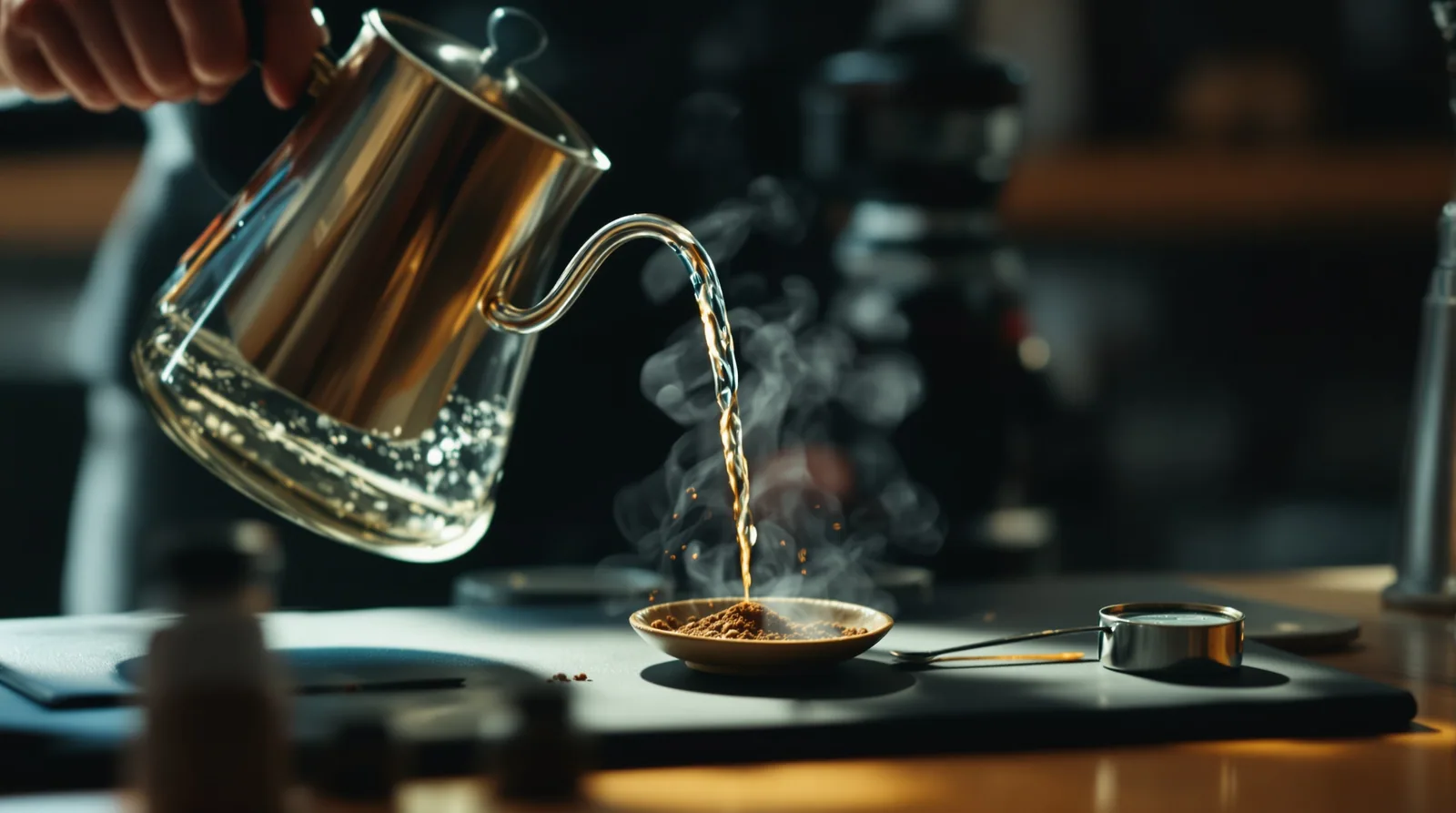 close-up coffee craft moment evoking why the water in your cup matters more than the bean