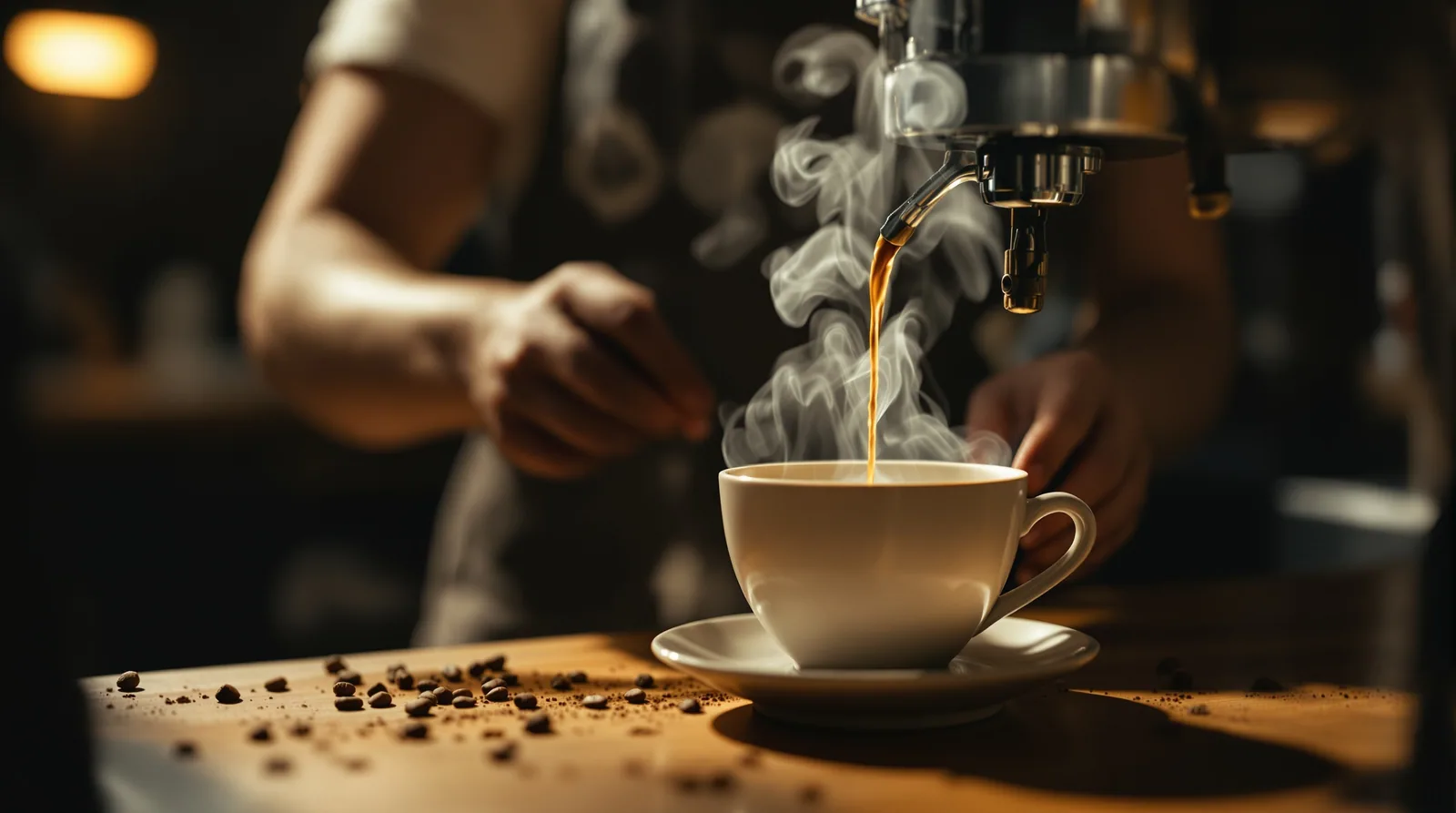 close-up coffee craft moment evoking washed process coffee: a clean, bright brew