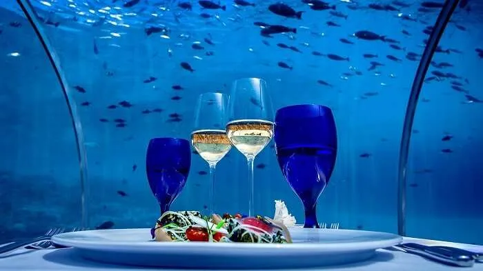 5.8 undersea restaurant, underwater cafe in lhaviyani atoll