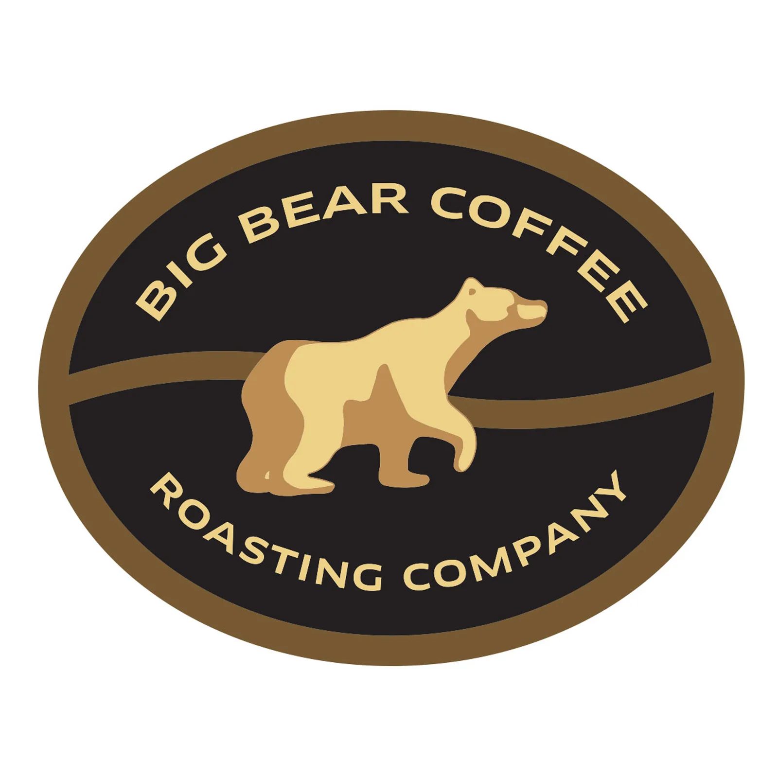 big bear coffee roasting company logo with bear illustration and text., big bear coffee roasting company, big bear city
