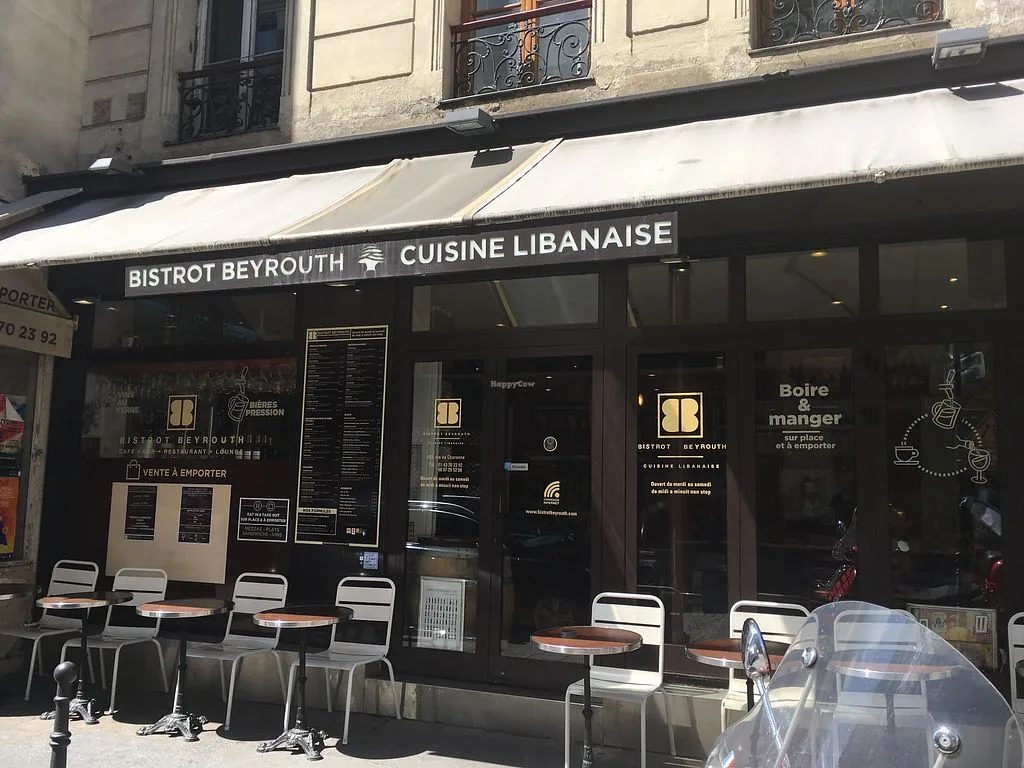 bistrot beyrouth lebanese cuisine restaurant storefront with outdoor seating., bistrot beyrouth, paris