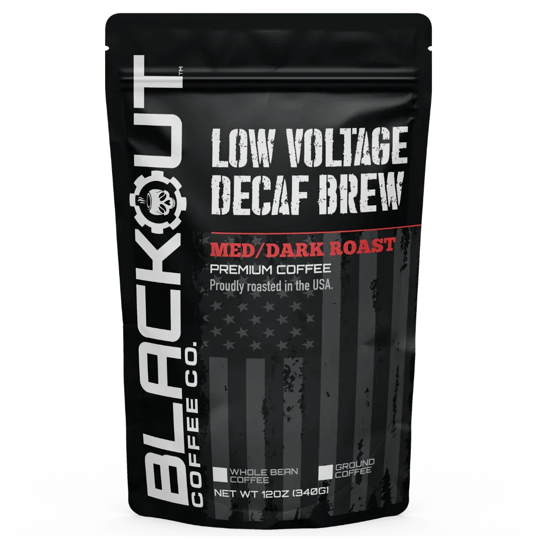 blackout coffee co. branding with "brutal awakening" dark roast ground coffee package displayed., blackout coffee co., port s