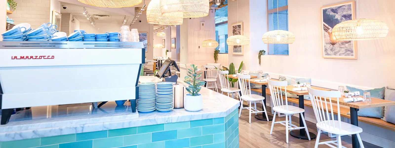 Bluestone Lane Battery Park Café in New York City, specialty coffee cafe