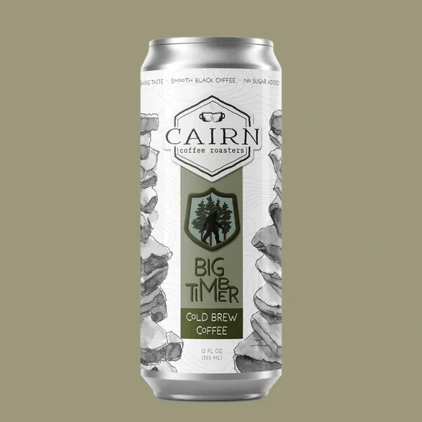 cairn coffee roasters big timber cold brew coffee can, 13 fl oz aluminum beverage container., cairn coffee roasters, concord