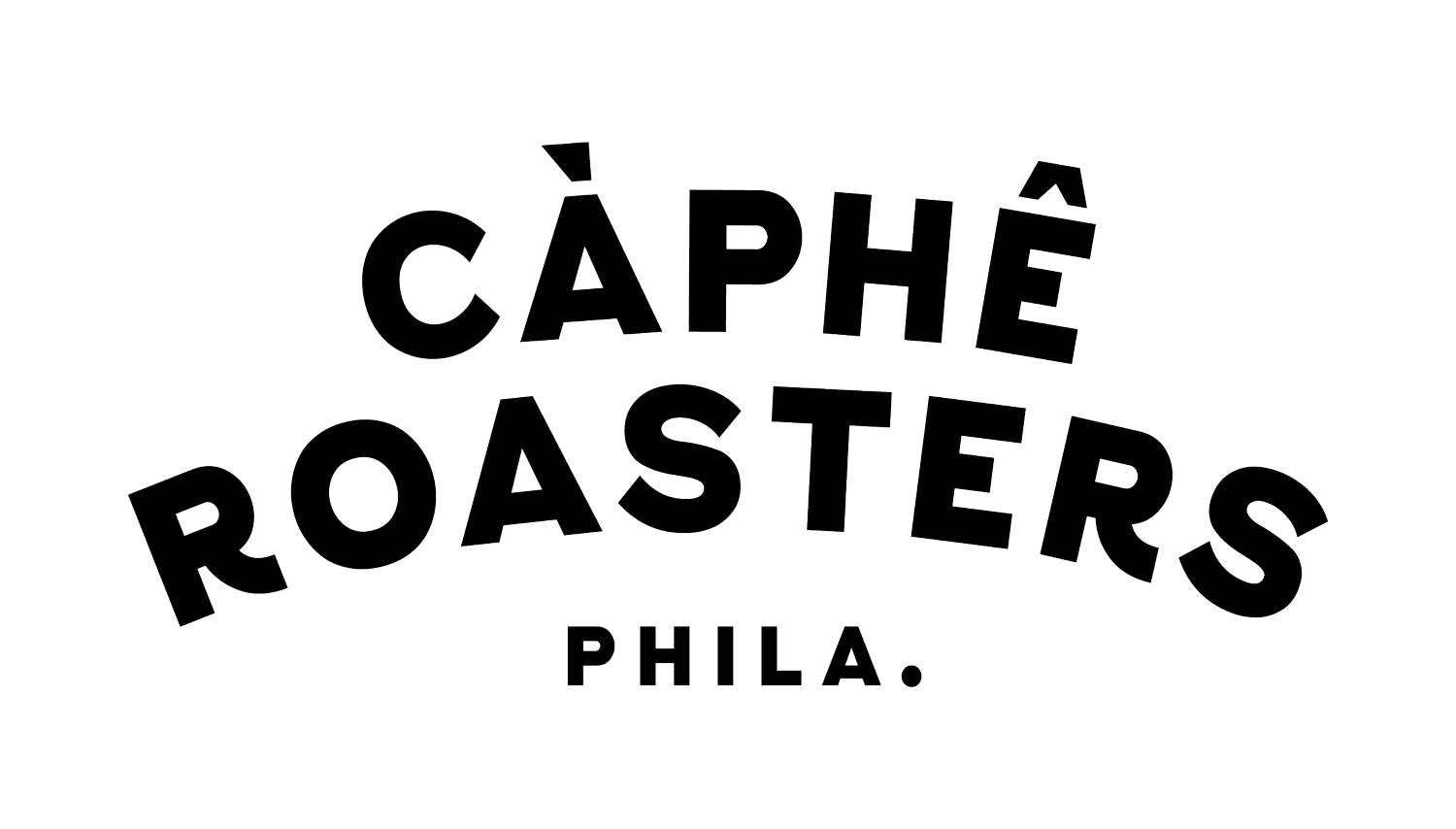 bold black text reading "caphe roasters phila." on white background., caphe roasters, philadelphia