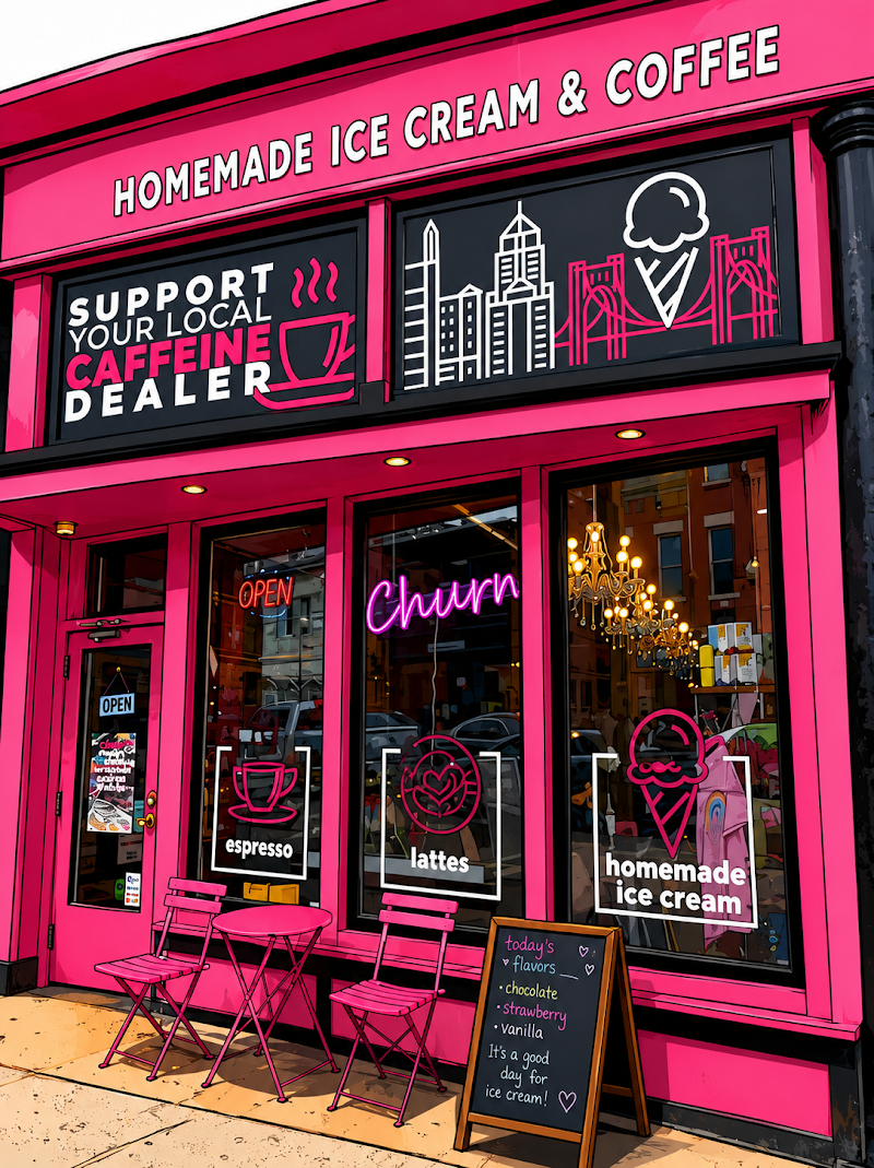 Churn in South Side in Pittsburgh, specialty coffee cafe