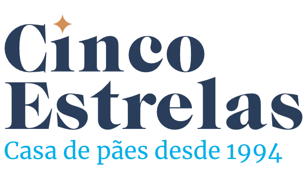 cinco estrelas logo with tagline "casa de pães desde 1994" in navy and blue text., cinco estrelas casa de pães asa sul: café,
