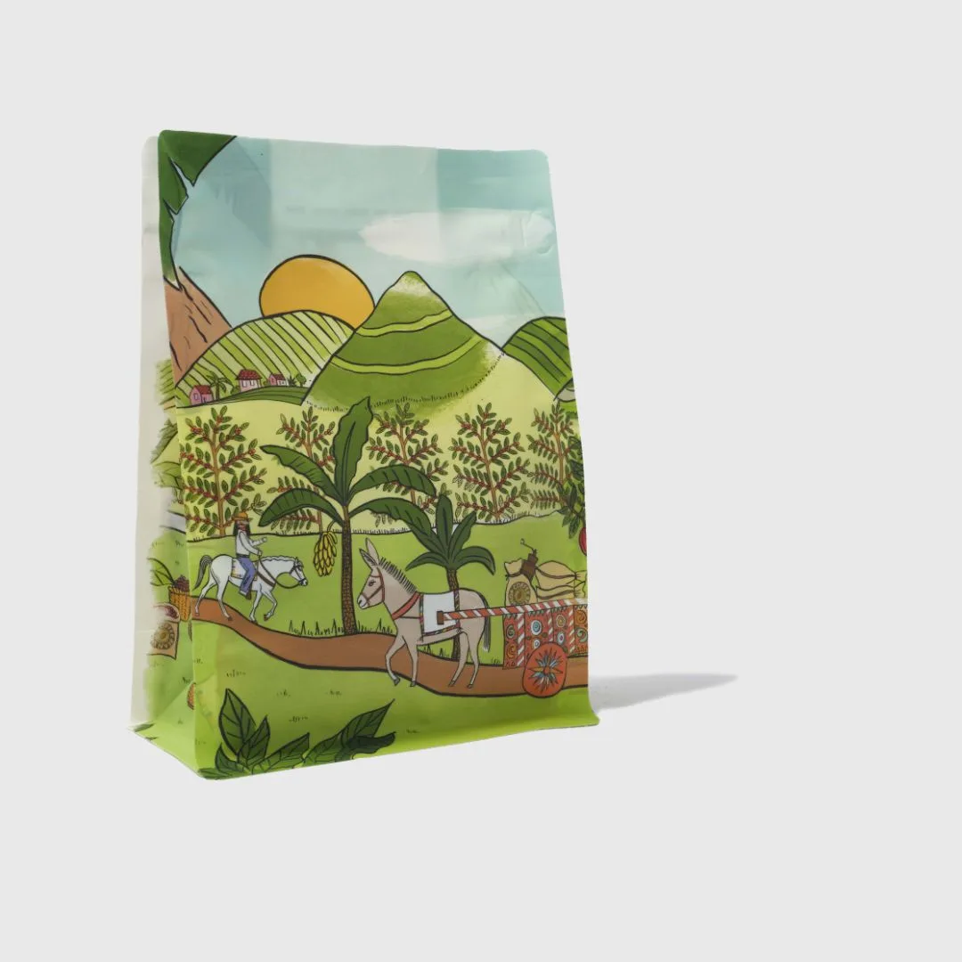 Coffee Bean Shop single-origin coffee, illustrated bag