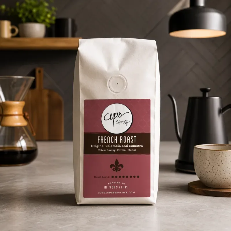 french roast coffee by cups espresso cafe