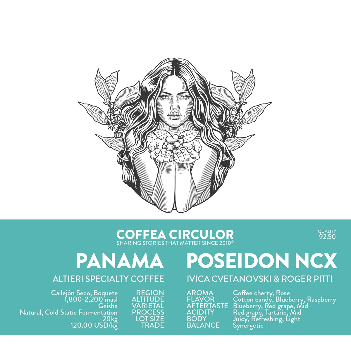 panama altieri poseidon geisha natural cold static ncx - panama coffee by coffea circulor