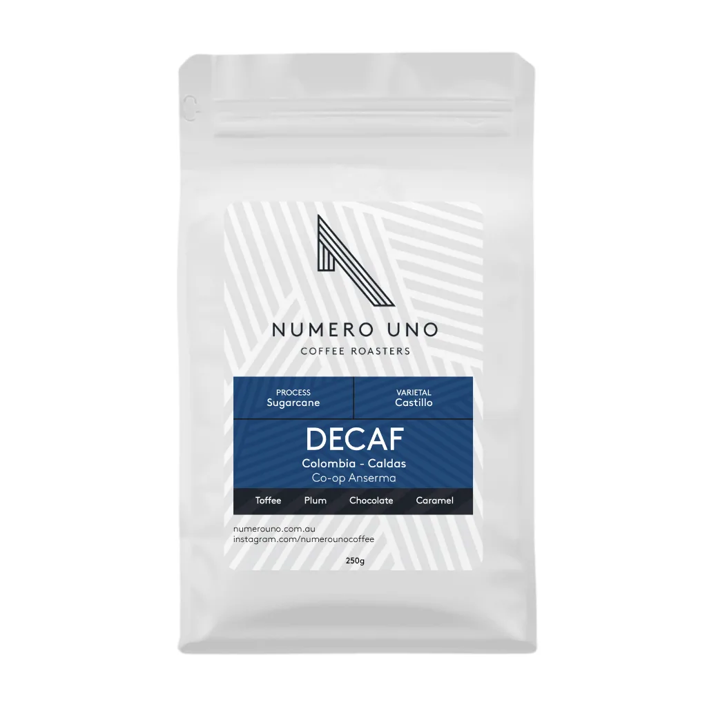 decaf colombia - caldas co-op anserma (sugarcane) coffee by numero uno coffee roasters