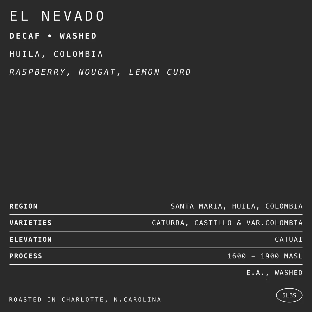 el nevado decaf • washed coffee by hex coffee roasters