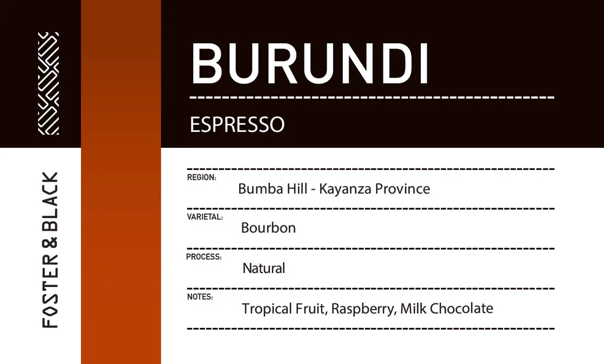 burundi - bumba hill {espresso} coffee by foster & black specialty coffee roastery