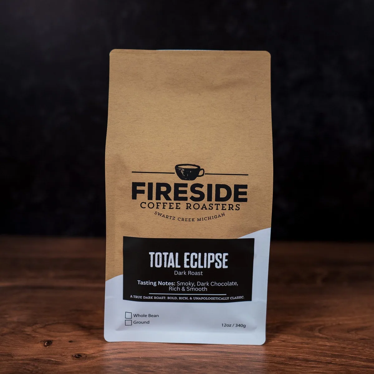 total eclipse dark roast coffee by fireside coffee co