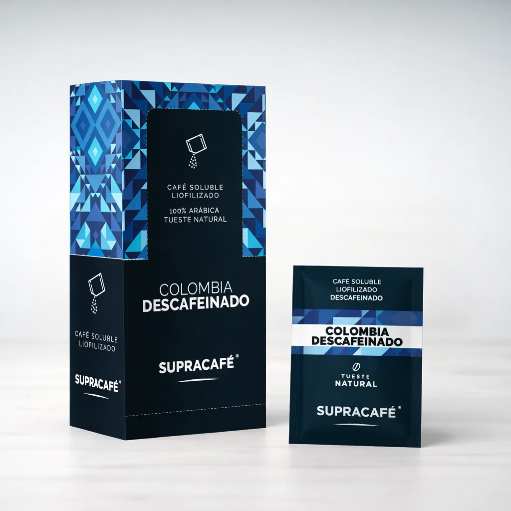 café de colombia descafeinado soluble liofilizado en sobres - colombia coffee by supracafé s.a.