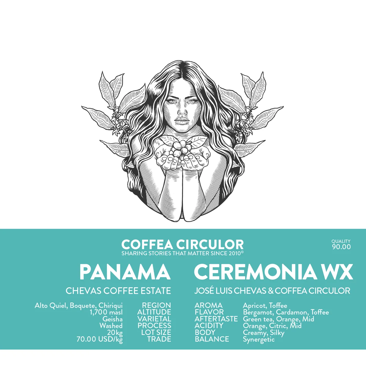 panama chevas ceremonia geisha washed wx - panama coffee by coffea circulor