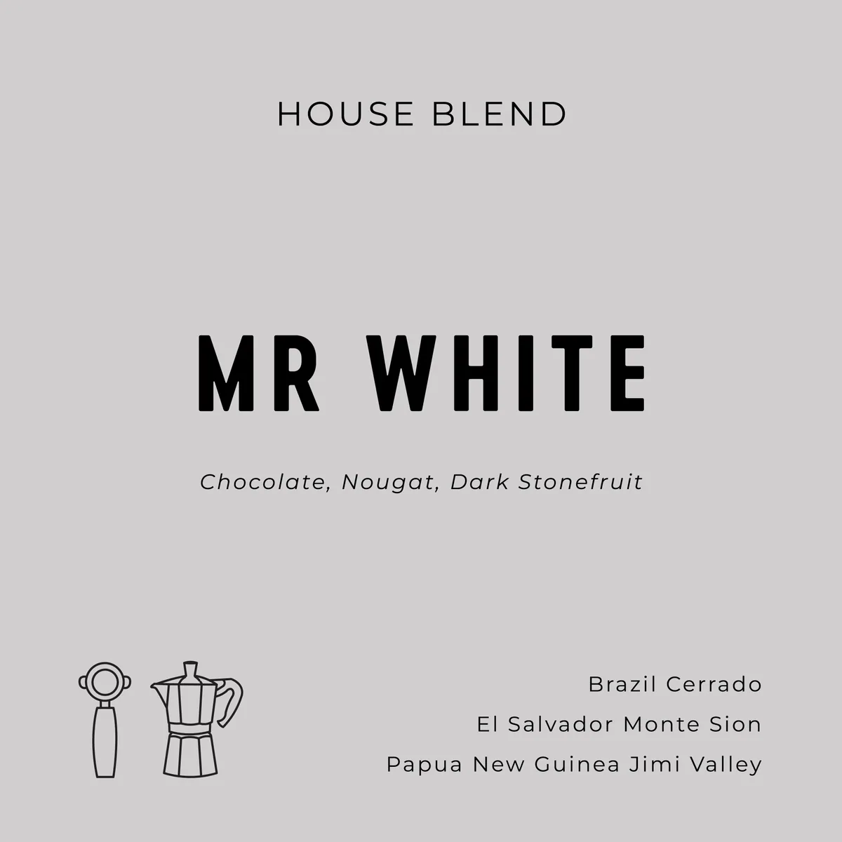 mr white - house blend - brazil + el salvador + papua new guinea coffee by espresso workshop coffee roasters
