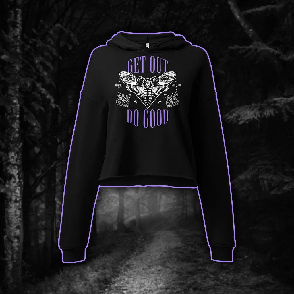 get out do good crop hoodie coffee by convict coffee company