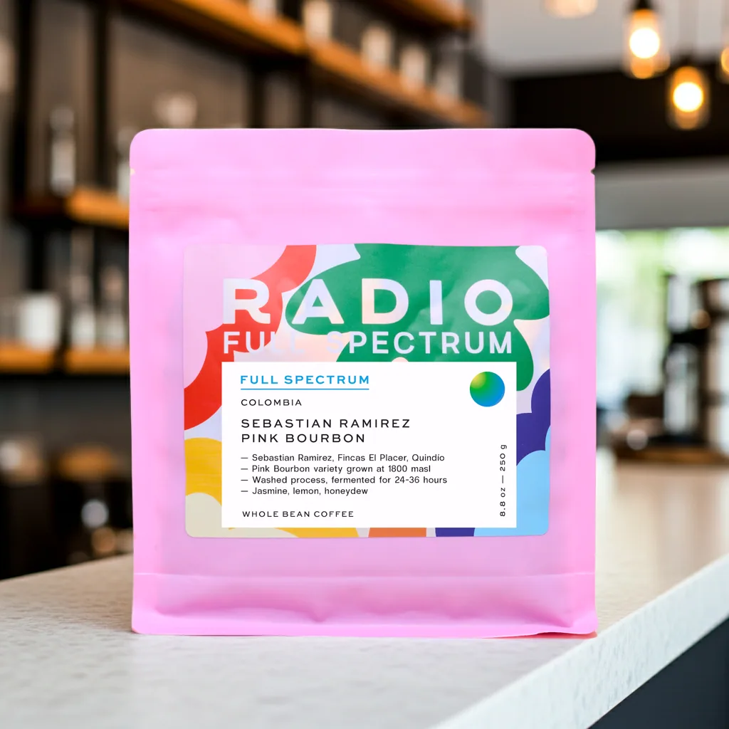 colombia full spectrum: sebastian ramirez pink bourbon coffee by radio roasters coffee