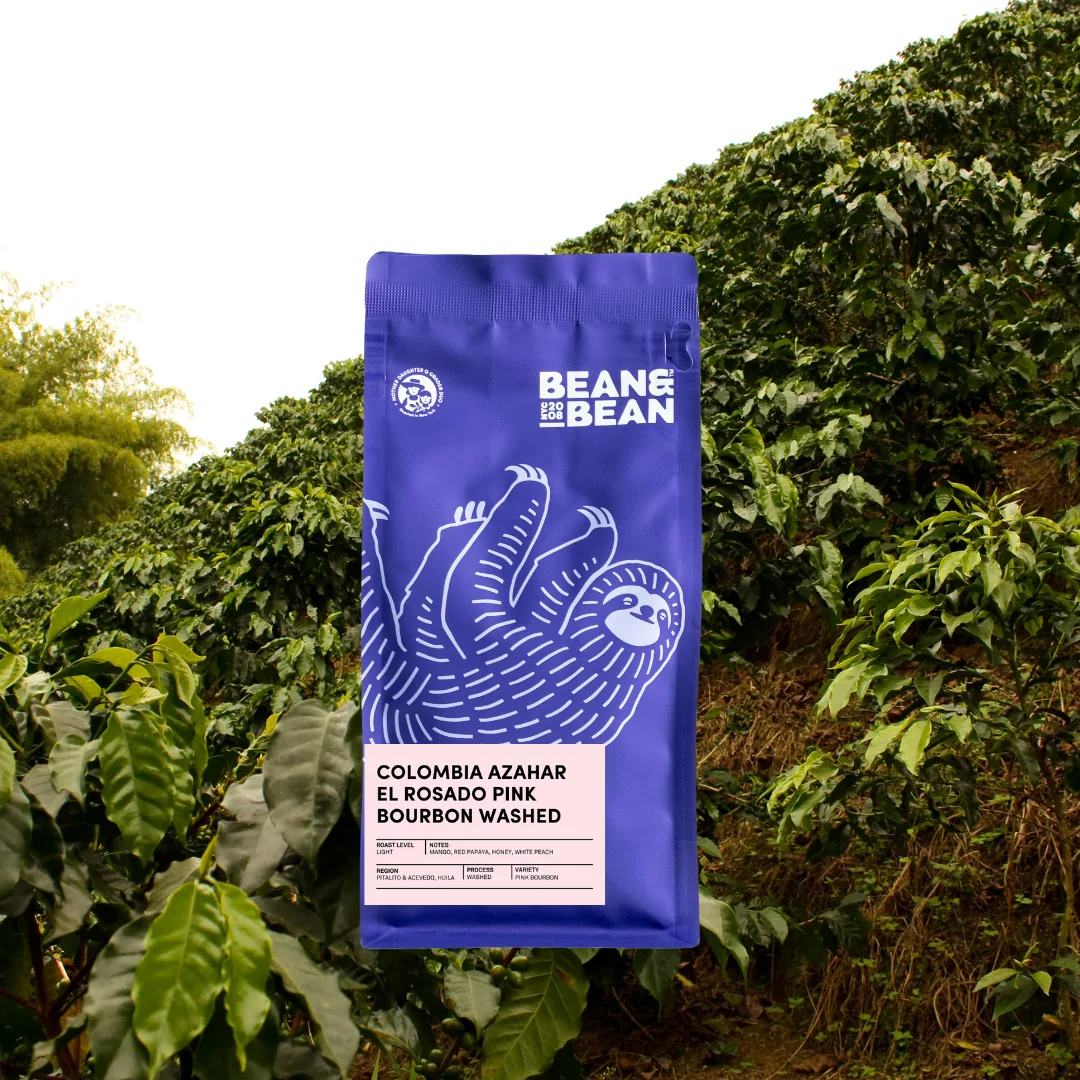 colombia azahar el rosado washed pink bourbon coffee by bean & bean queens — roastery & cafe