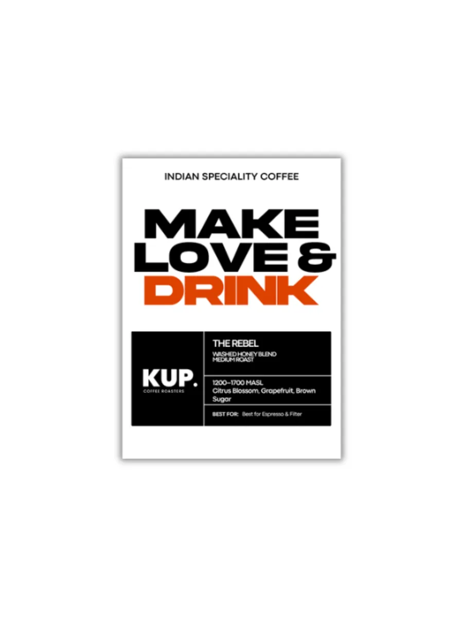 the rebel | medium roast coffee beans 250 grams - india coffee by kup coffee roasters, nungambakkam