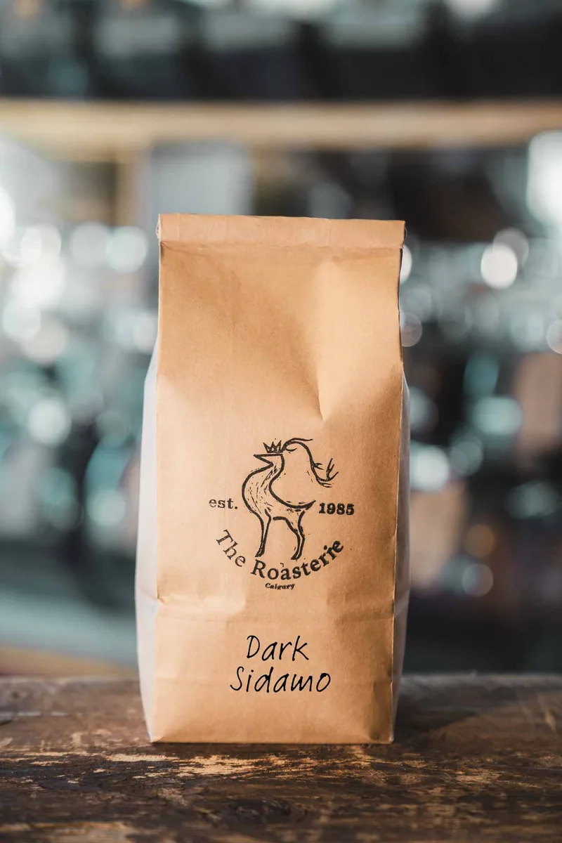 dark sidamo coffee by the roasterie