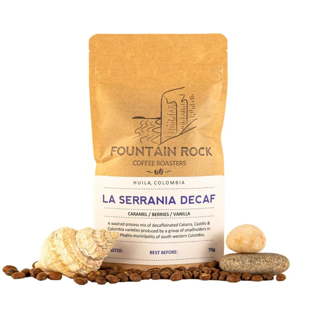 la serrania seasonal decaf mini bag packs coffee by fountain rock coffee roasters