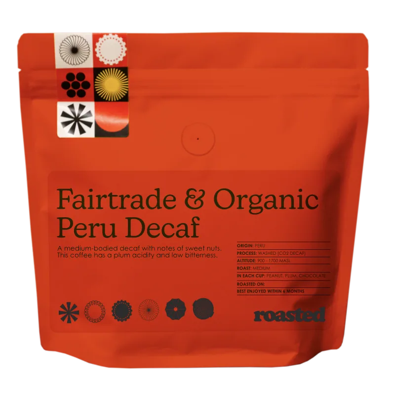 fairtrade organic peru decaf coffee by roasted coffee limited