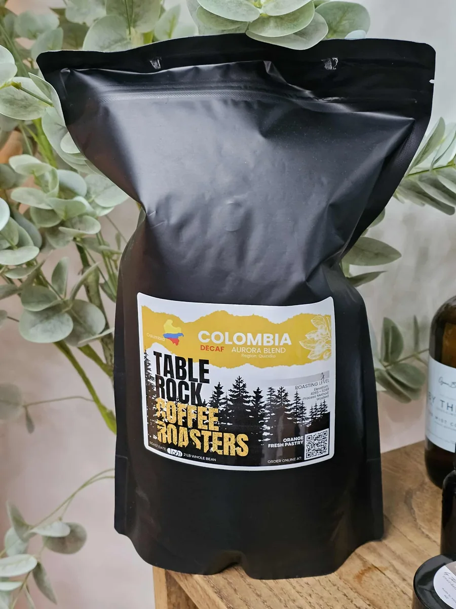 columbia decaf aurora blend | medium roast coffee 7lb bag coffee by table rock coffee roasters