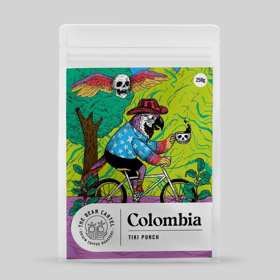 colombia - tiki punch natural anaerobic coffee by the bean cartel coffee roasters