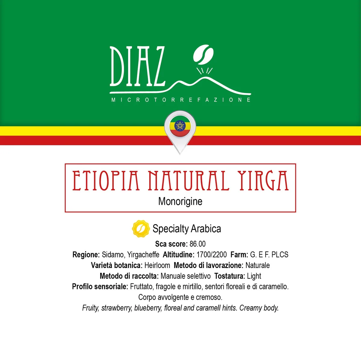 etiopia yirga specialty arabica coffee by diaz microtorrefazione