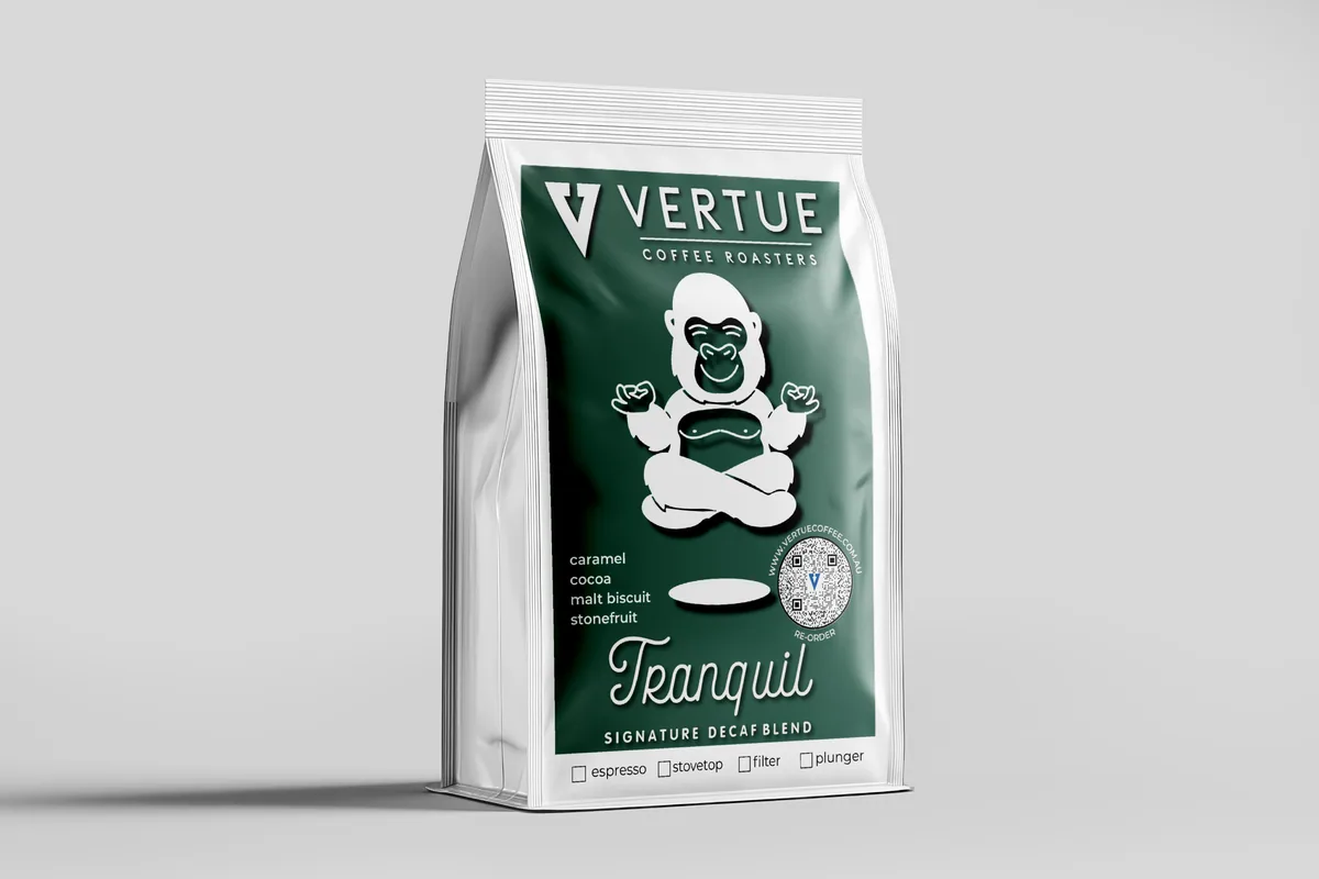 tranquil decaf espresso blend coffee by vertue coffee roasters