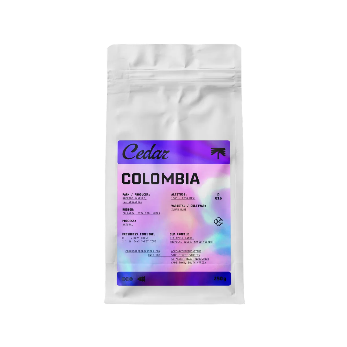 colombia las veraneras natural coffee by cedar coffee roasters (roastery + store)
