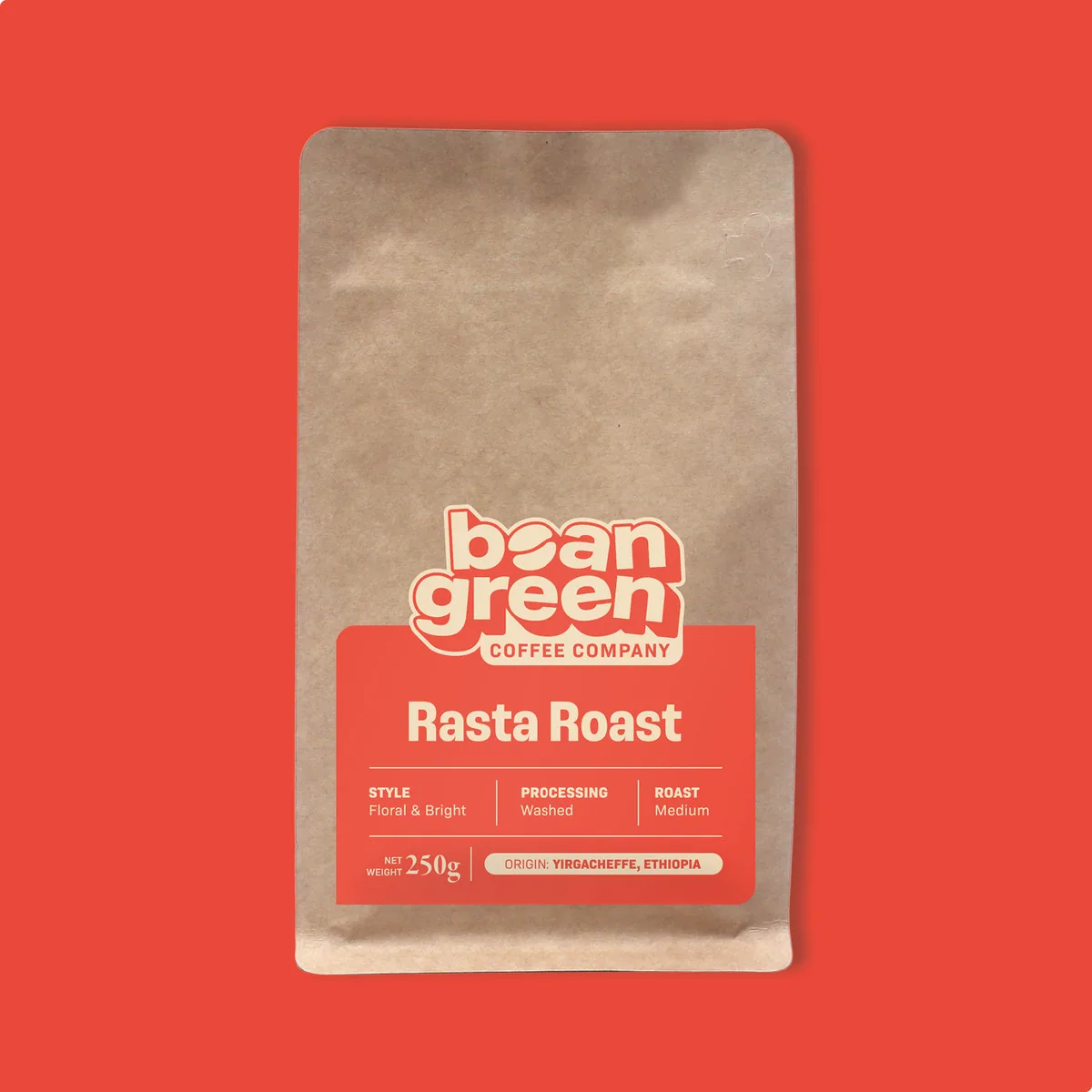rasta roast coffee by the bean green coffee roastery.