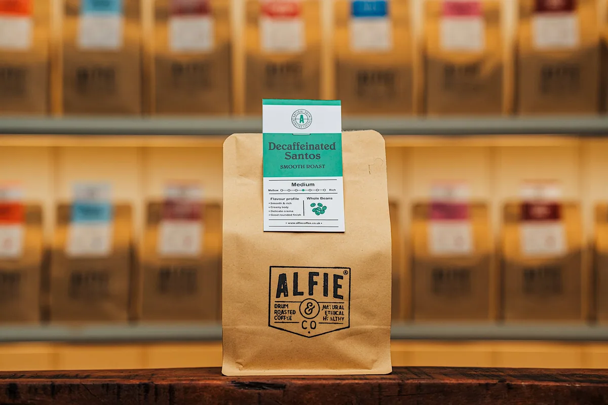 santos reserve decaffeinated coffee by alfie & co coffee roasters