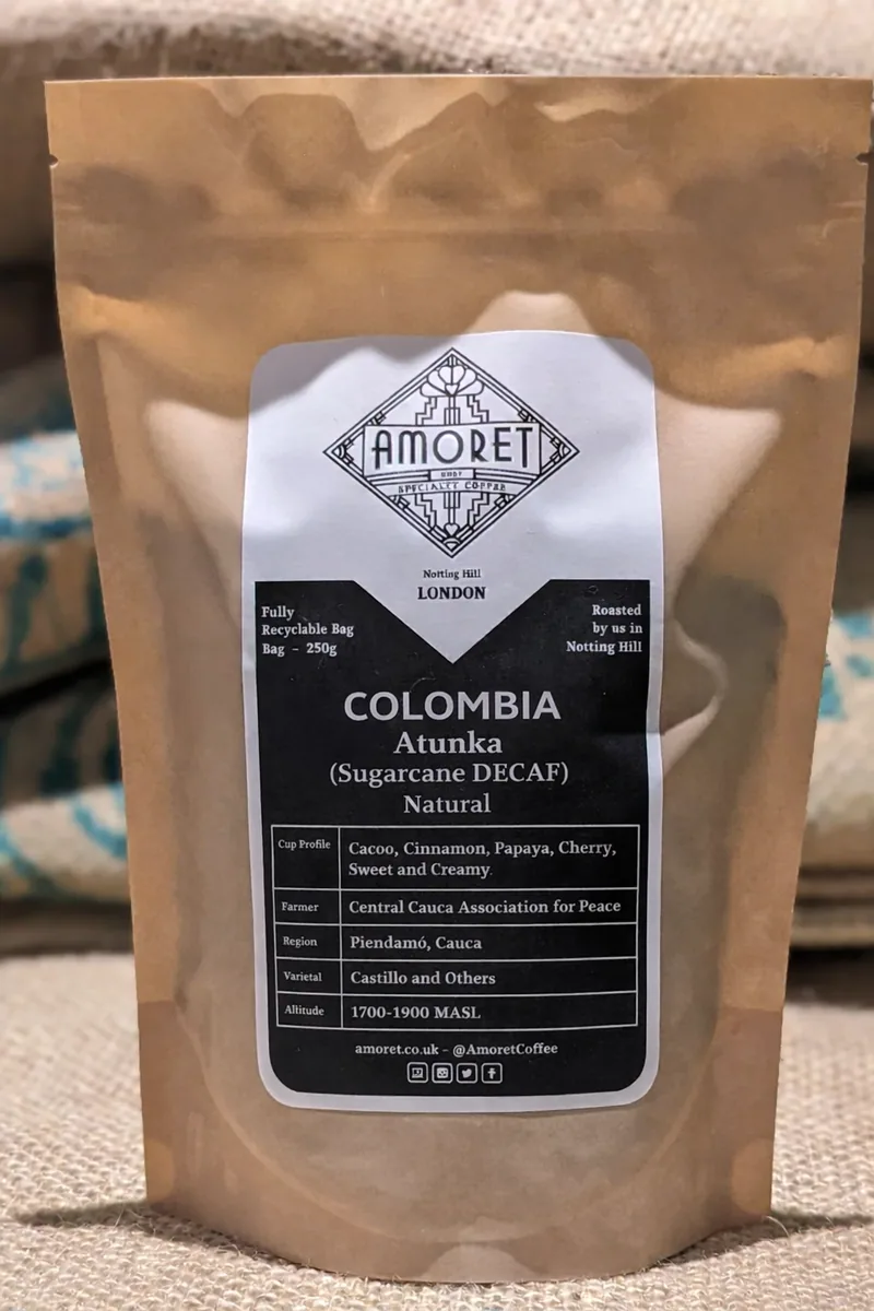colombia atunkaa (sugarcane decaf) coffee by amoret coffee portobello