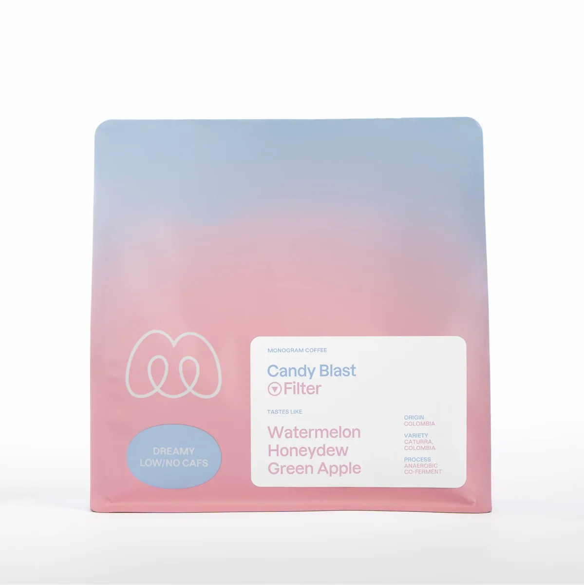 candy blast decaf coffee by monogram coffee