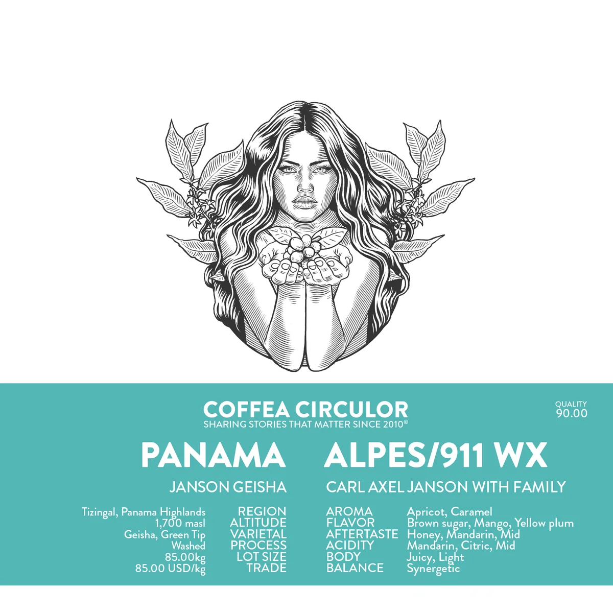 panama janson geisha alpes /911 washed wx coffee by coffea circulor