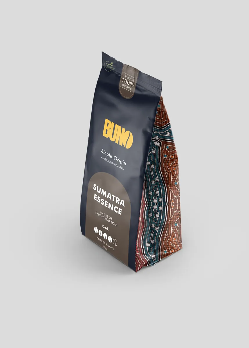 sumatra essence | medium dark robusta organic whole bean coffee - indonesia + sumatra coffee by buno coffee roasters and cafe - northgate