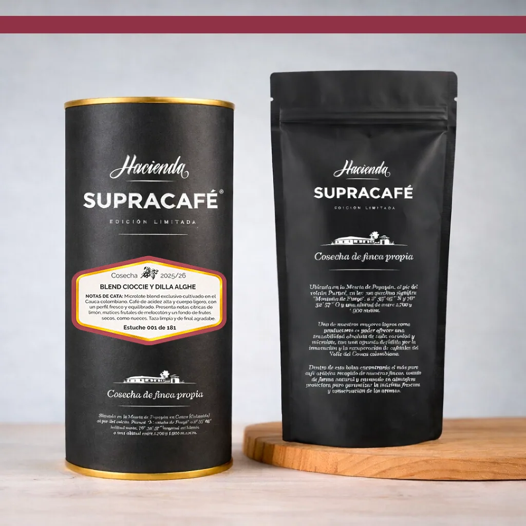 café de colombia de cosecha propia hacienda supracafé blend cioccie y dilla alghe 250g - colombia coffee by supracafé s.a.