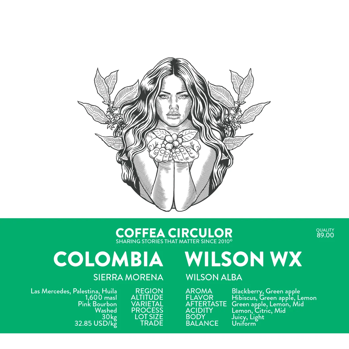 colombia wilson pink bourbon washed wx - colombia coffee by coffea circulor