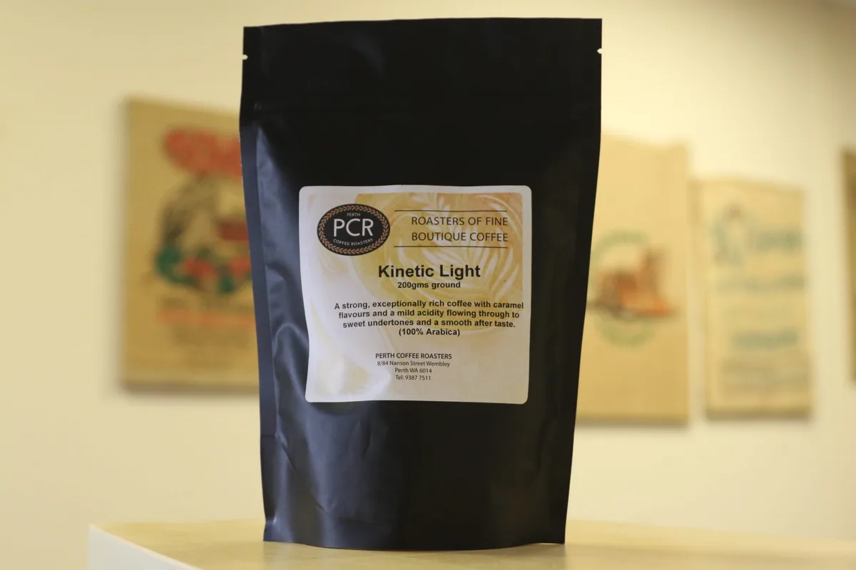 kinetic light 200g ground espresso coffee by perth coffee roasters