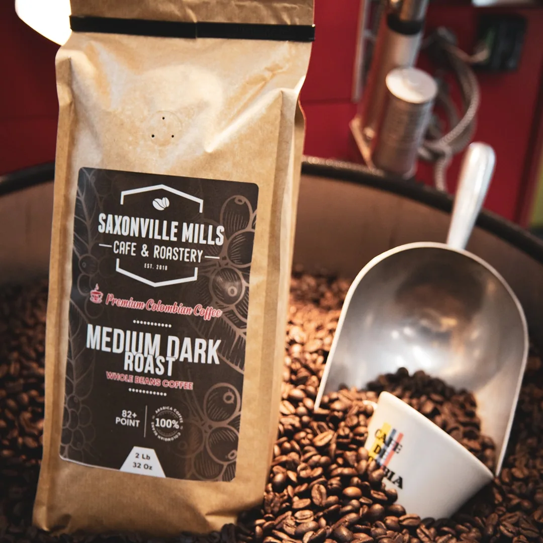 medium dark coffee coffee by saxonville mills cafe & roastery