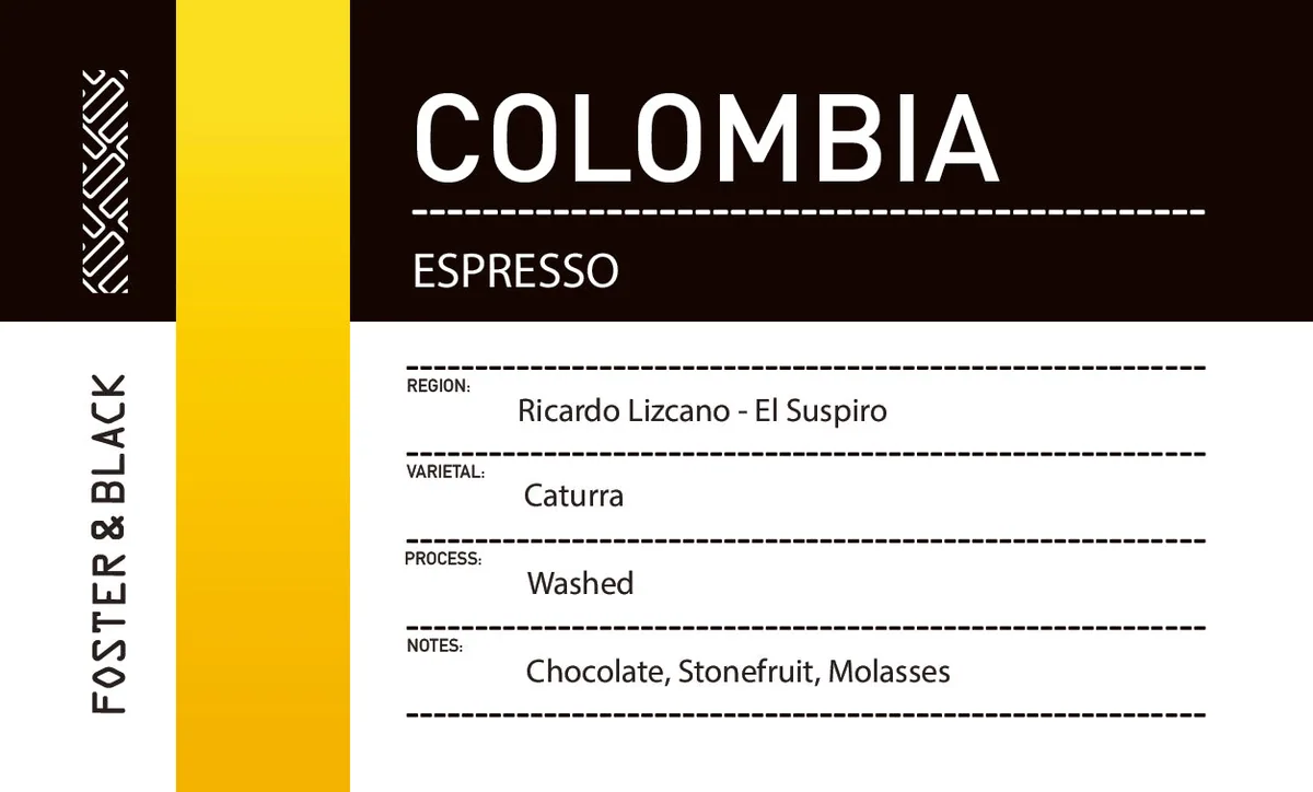colombia - ricardo lizacno {espresso} coffee by foster & black specialty coffee roastery