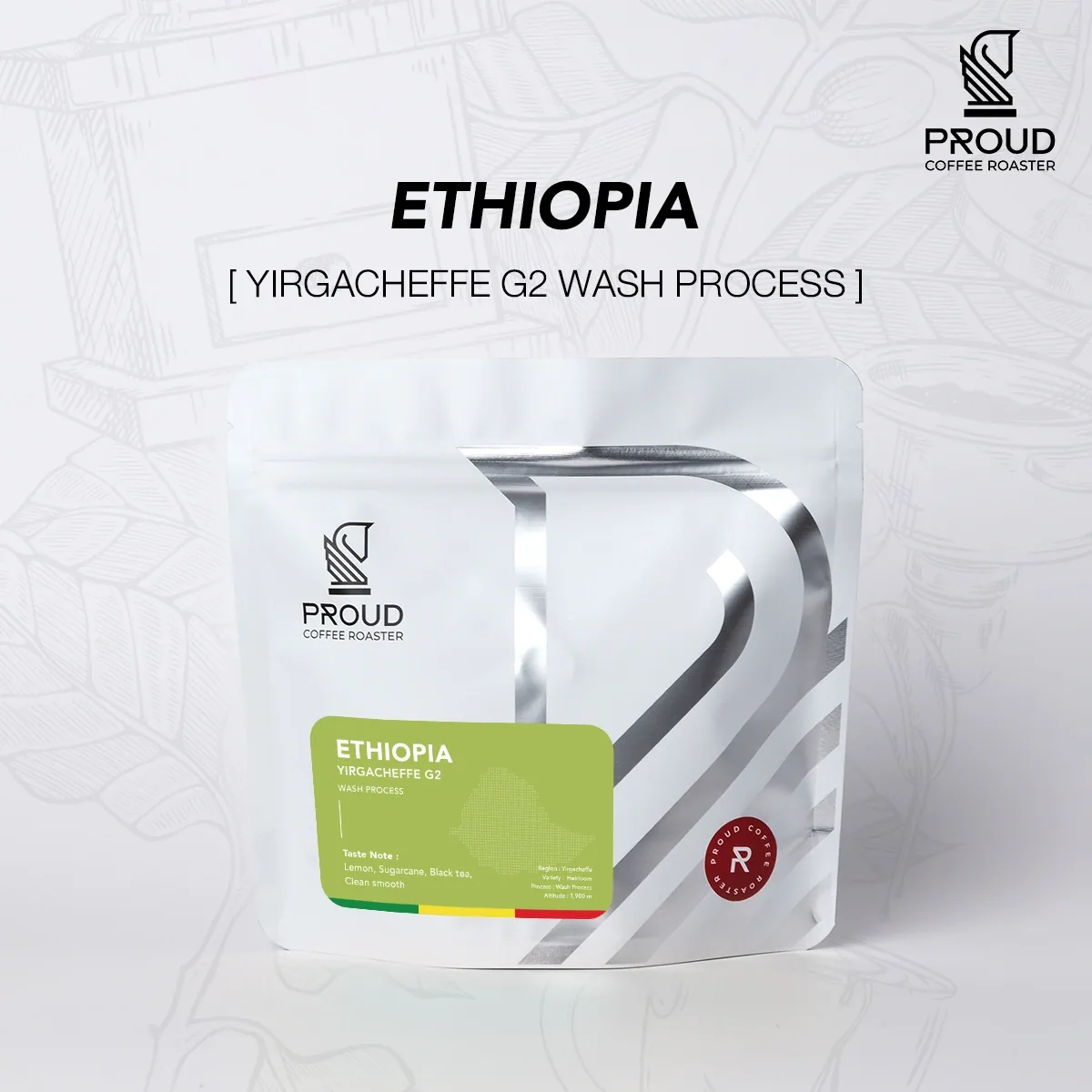 เมล็ดกาแฟคั่วกลาง ethiopia yirgacheffe g2 wash (200 g) - ethiopia coffee by proud coffee roaster - riverside plaza - specialty coffee shop