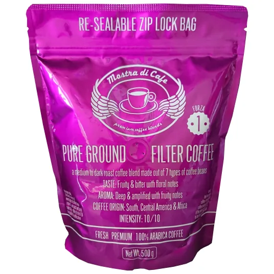 forza #1 ground – 500g - ethiopia + tanzania + uganda + colombia + guatemala + honduras coffee by mostra di cafe - coffee roastery