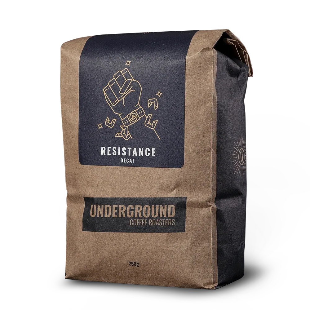 resistance decaf coffee by underground coffee roasters