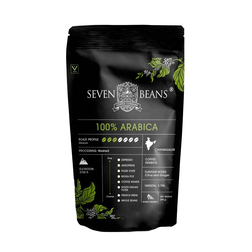 arabica | aaa single origin chikmagalur coffee | italian artisan roast | - india coffee by seven beans coffee company roastery